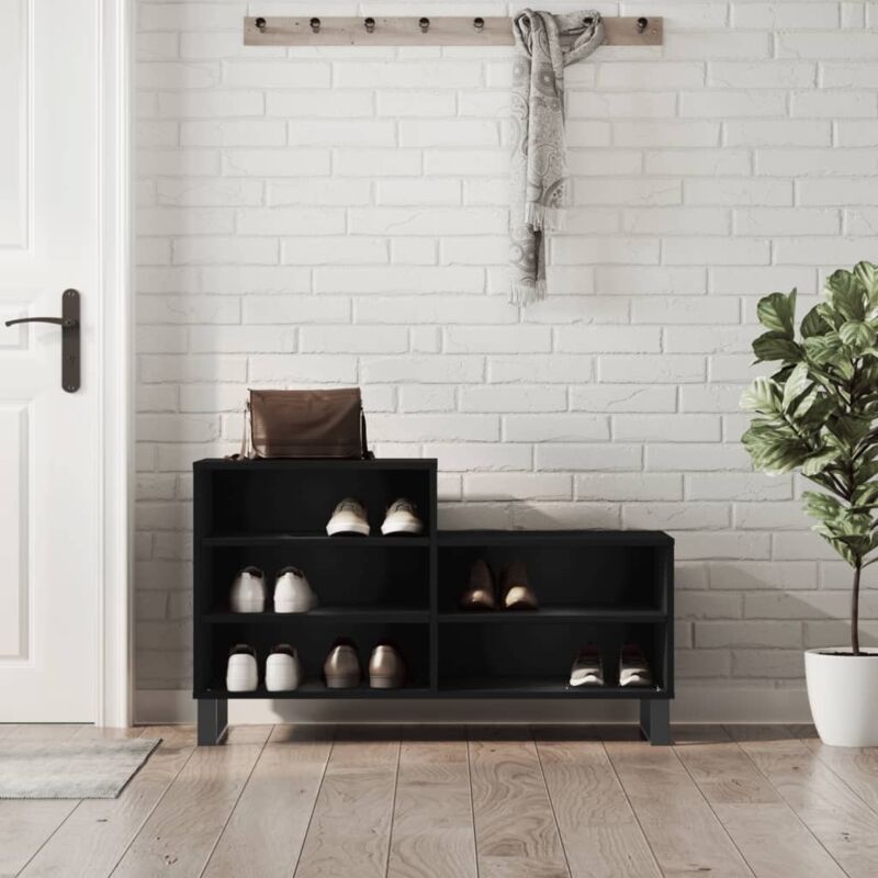 foto del prodotto vidaxl scarpiera nera 102x36x60 cm in legno multistrato