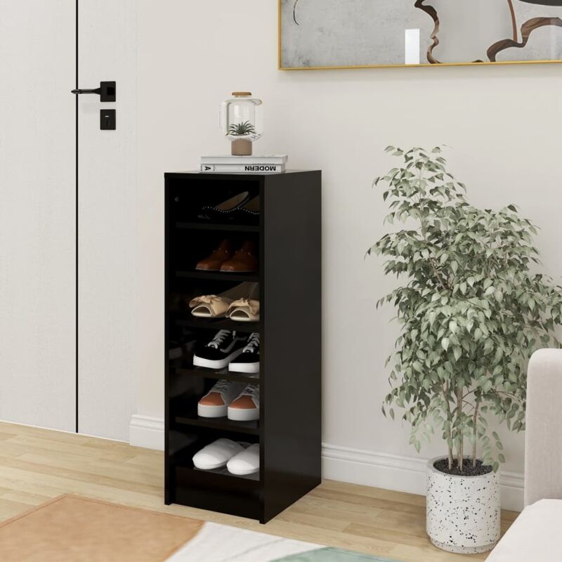 foto del prodotto vidaxl scarpiera nera 31,5x35x90 cm in truciolato