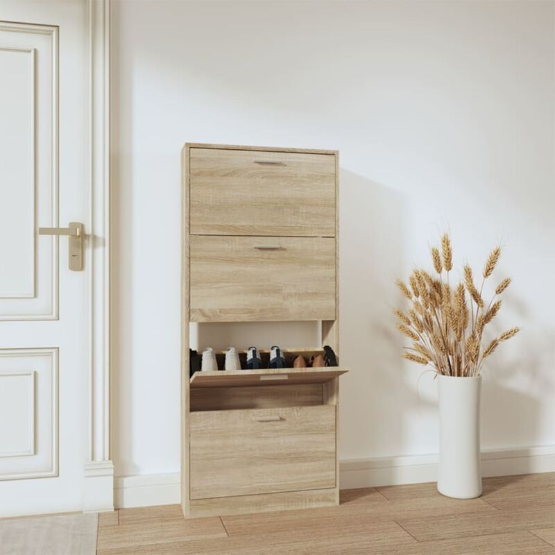 foto del prodotto vidaxl scarpiera rovere 59x17x150 cm in legno multistrato