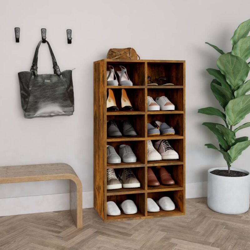 foto del prodotto vidaxl scarpiera rovere fumo 54x34x100,5 cm in legno multistrato