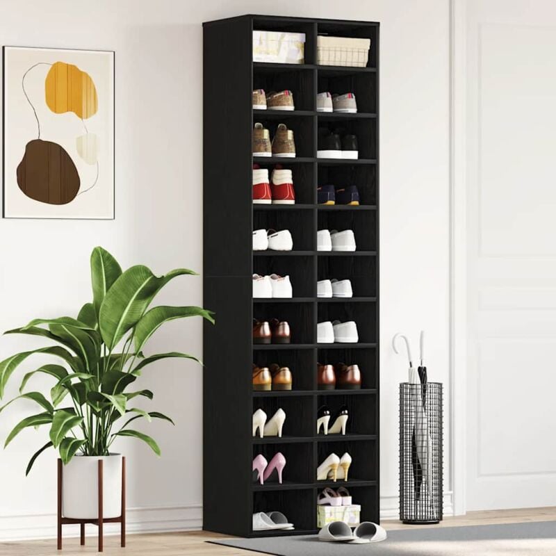 foto del prodotto vidaxl scarpiera rovere nero 54x34x183 cm in legno multistrato