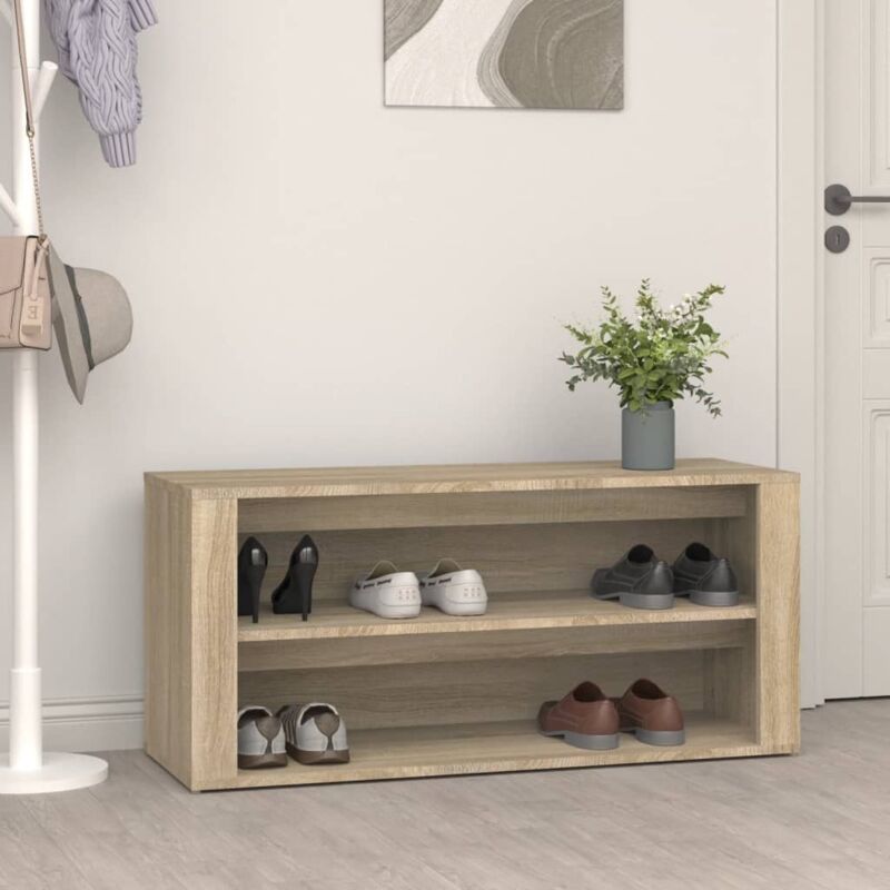 foto del prodotto vidaxl scarpiera rovere sonoma 100x35x45 cm in legno multistrato