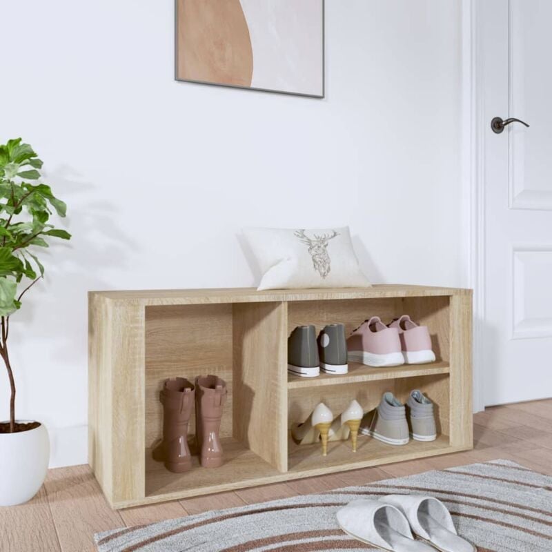 foto del prodotto vidaxl scarpiera rovere sonoma 100x35x45 cm in legno multistrato