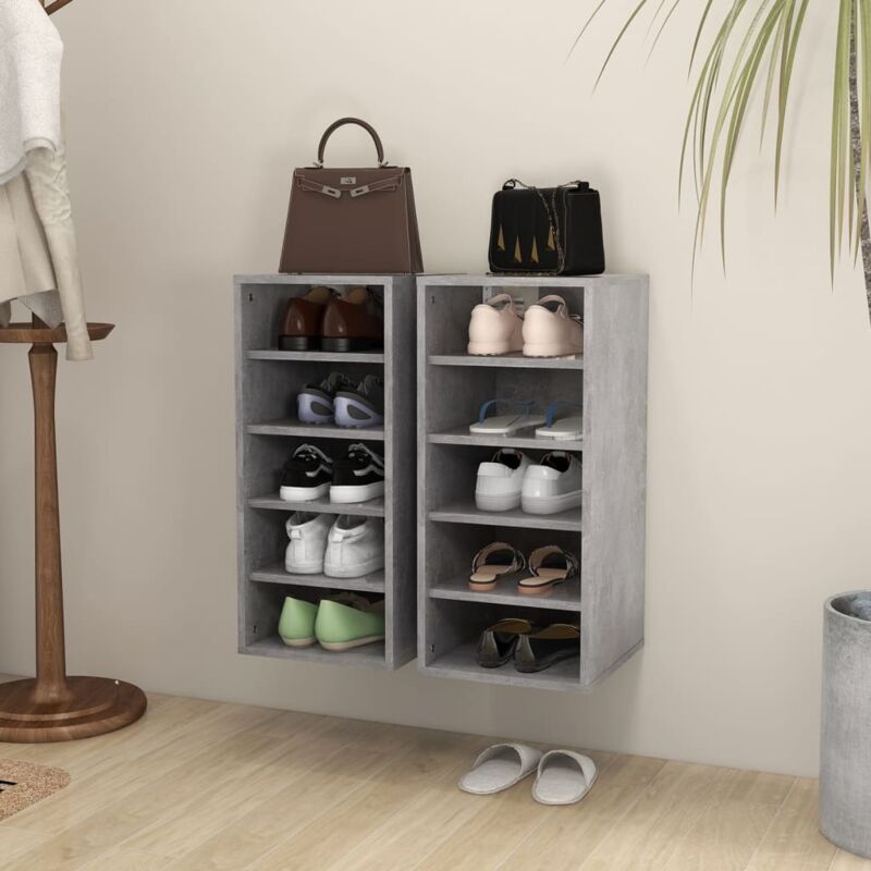 foto del prodotto vidaxl scarpiere 2 pz grigio cemento 31,5x35x70 cm in truciolato