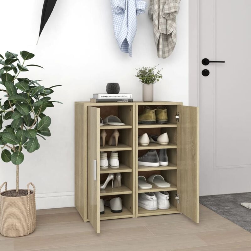 foto del prodotto vidaxl scarpiere 2 pz rovere sonoma 32x35x70 cm in truciolato