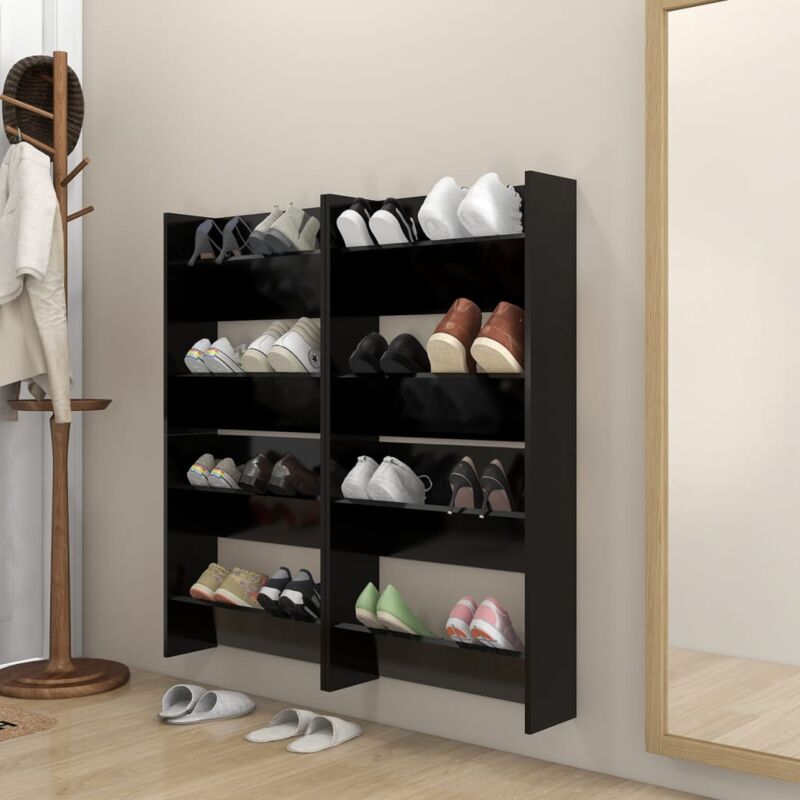 foto del prodotto vidaxl scarpiere a muro 4 pz nere 60x18x60 cm in legno multistrato