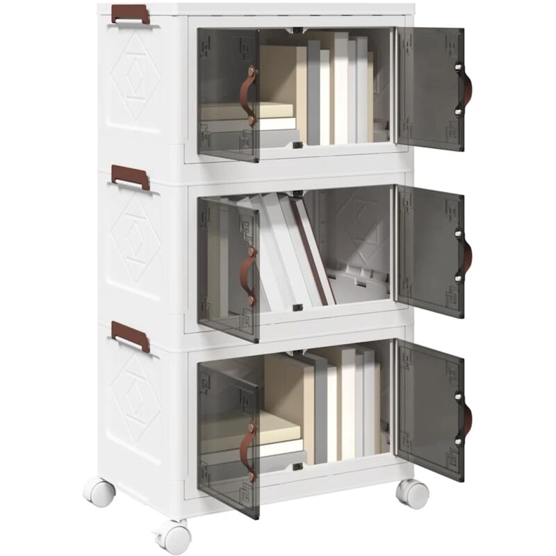 foto del prodotto vidaxl scatola portaoggetti con ruote 3 livelli 28 l 48,5x29,5x86 cm