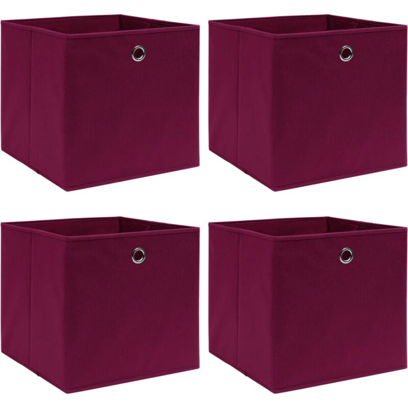 foto del prodotto vidaxl scatole con coperchi 4pz rosso scuro 32x32x32 cm tessuto