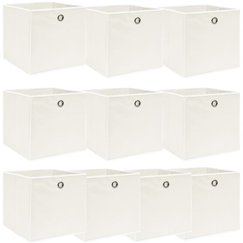 foto del prodotto vidaxl scatole portaoggetti 10pz bianche 32x32x32 cm tessuto