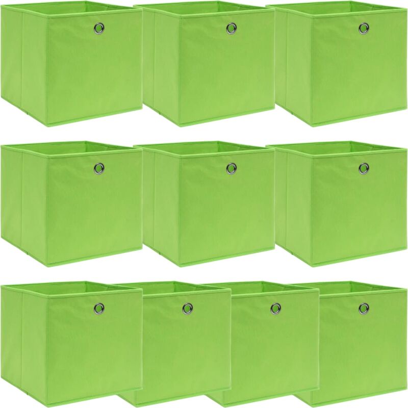 foto del prodotto vidaxl scatole portaoggetti 10pz verdi 32x32x32 cm tessuto