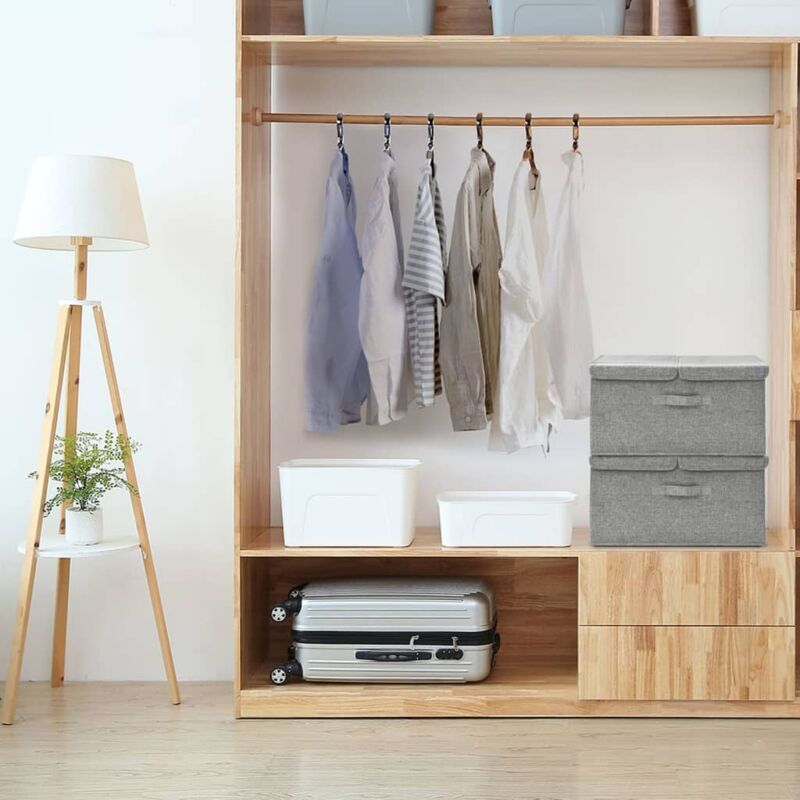 foto del prodotto vidaxl scatole portaoggetti 2pz in tessuto 50x30x25 cm grigio