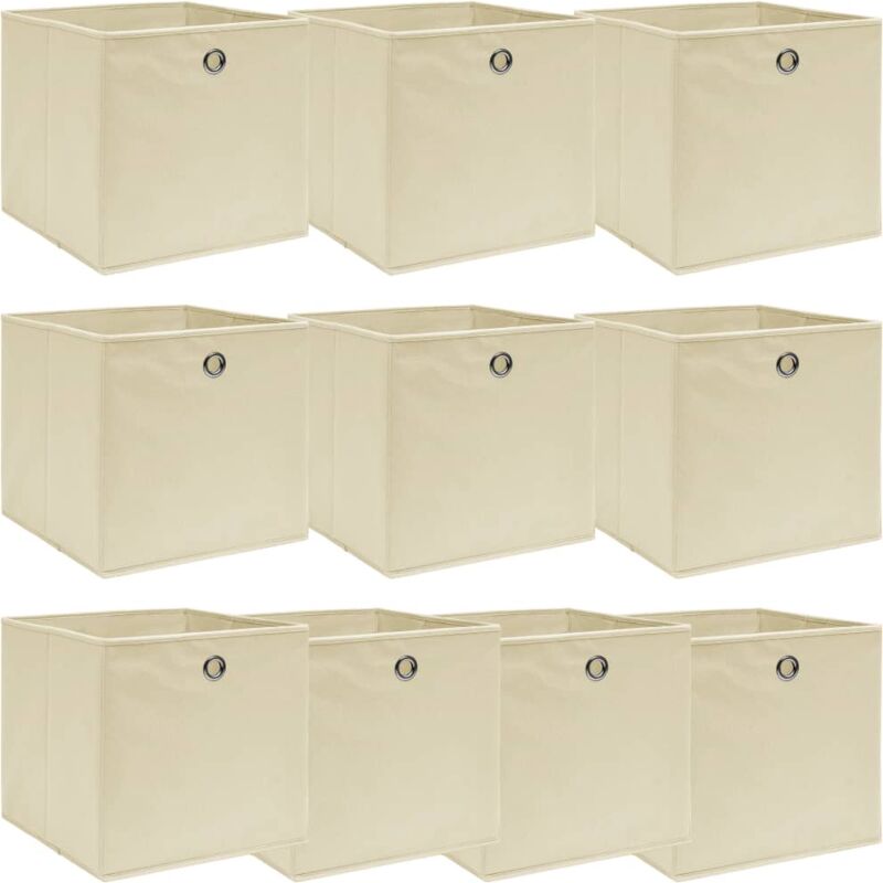 foto del prodotto vidaxl scatole portaoggetti con coperchi 10pz crema 32x32x32cm tessuto