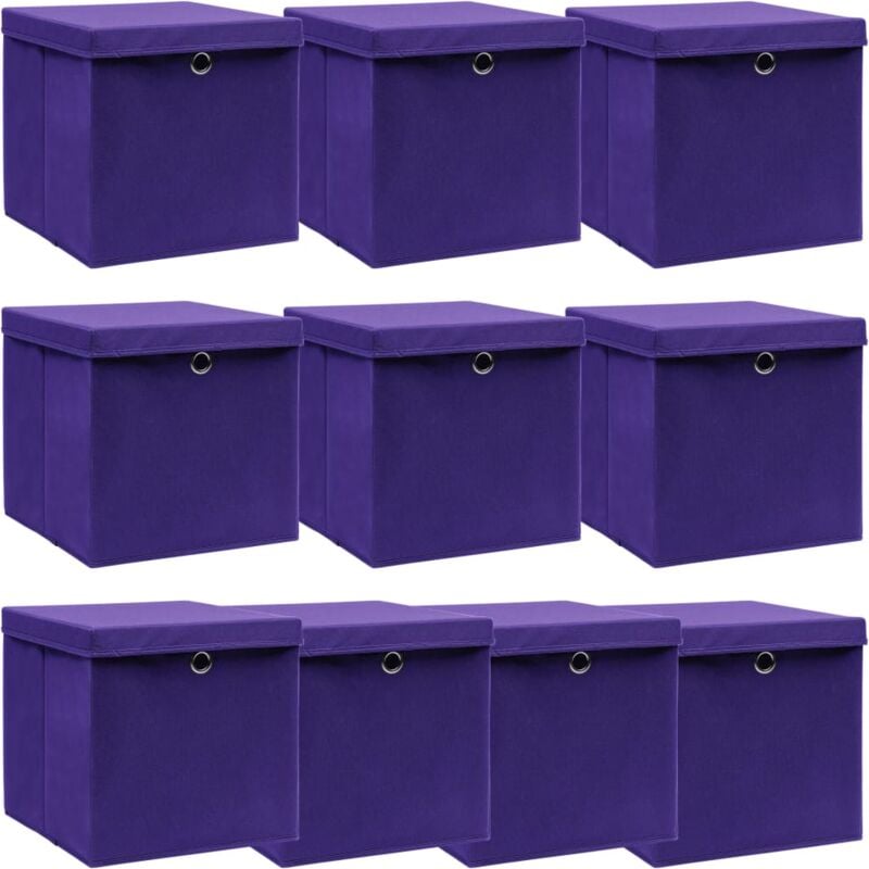 foto del prodotto vidaxl scatole portaoggetti con coperchi 10pz viola 32x32x32cm tessuto