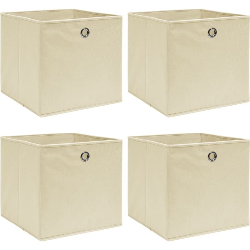 foto del prodotto vidaxl scatole portaoggetti con coperchi 4pz crema 32x32x32 cm tessuto
