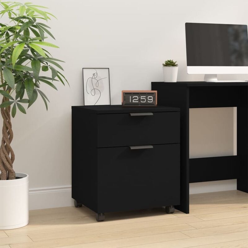 foto del prodotto vidaxl schedario con ruote nero 45x38x54 cm in legno multistrato