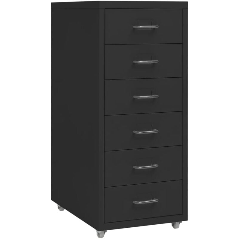 foto del prodotto vidaxl schedario mobile nero 28x41x69 cm in metallo