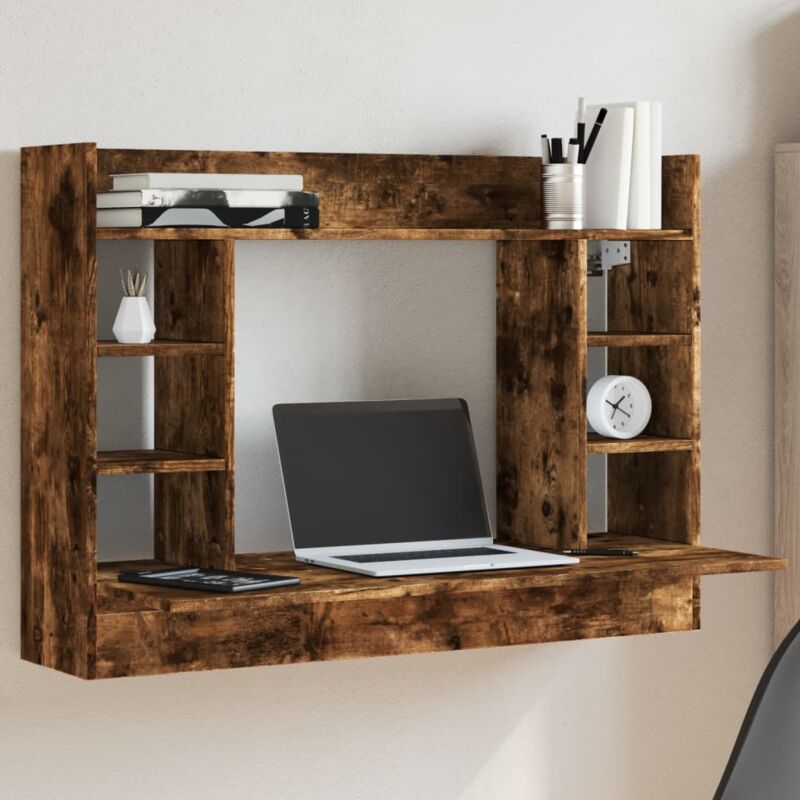 foto del prodotto vidaxl scrivania a parete rovere fumo 105x48x75cm legno multistrato