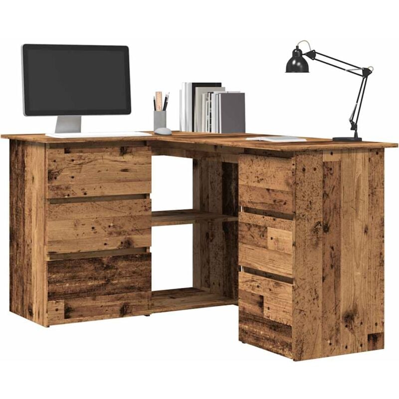 foto del prodotto vidaxl scrivania ad angolo legno vecchio 145x100x76 cm truciolato