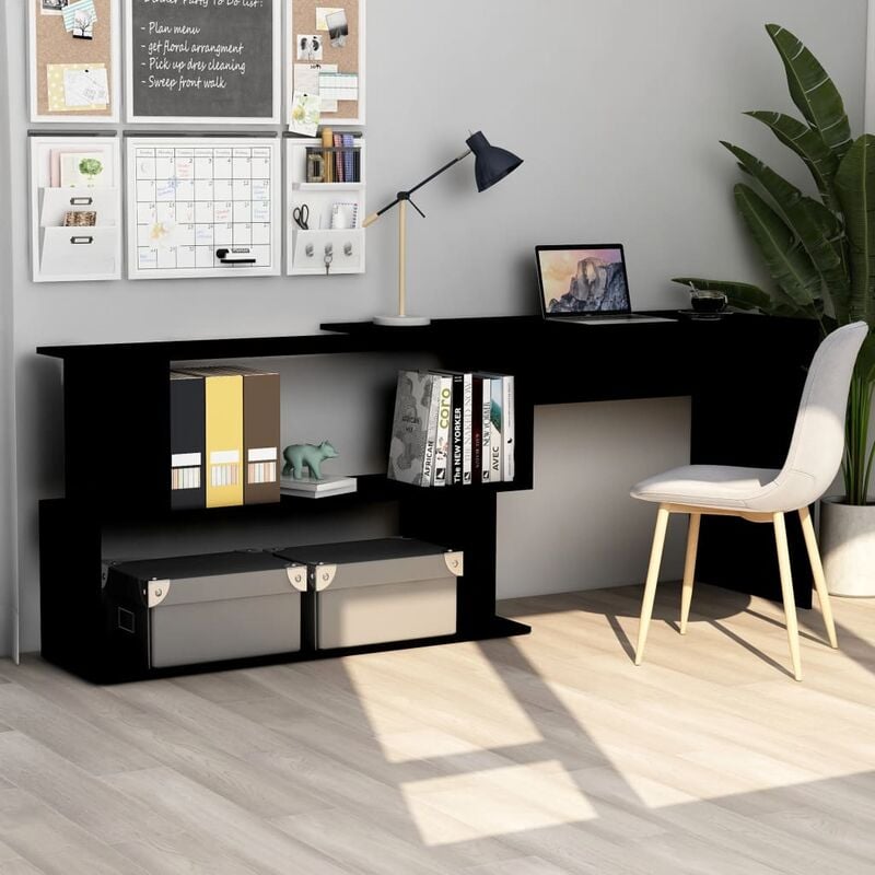 foto del prodotto vidaxl scrivania ad angolo nera 200x50x76 cm in legno multistrato