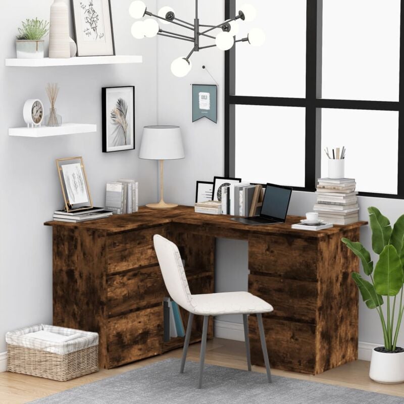 foto del prodotto vidaxl scrivania ad angolo rovere fumo 145x100x76 cm legno multistrato