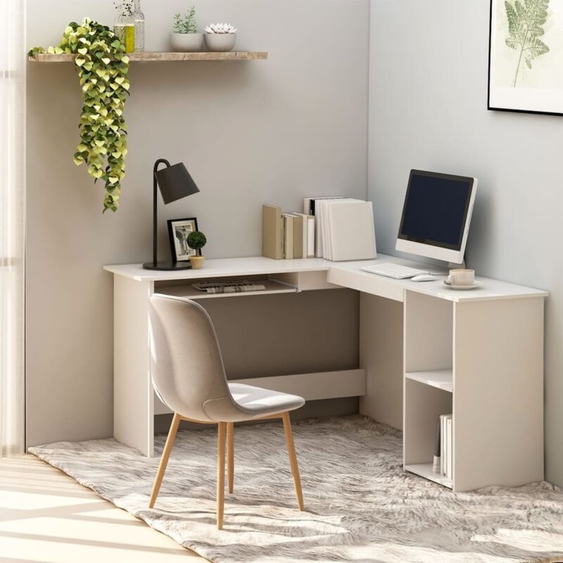 foto del prodotto vidaxl scrivania angolare a l bianca 120x140x75cm in legno multistrato
