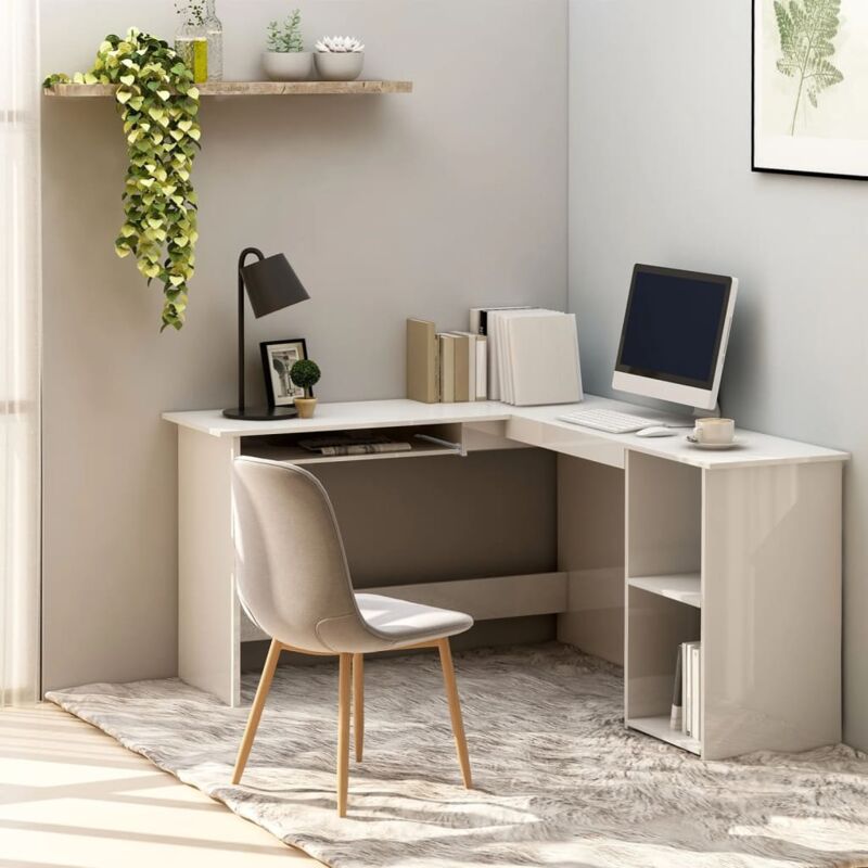 foto del prodotto vidaxl scrivania angolare a l bianco lucido 120x140x75cm multistrato