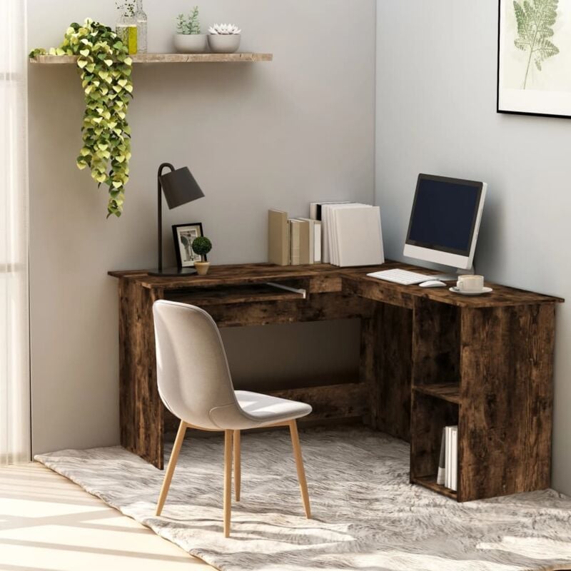 foto del prodotto vidaxl scrivania angolare rovere fumo 120x140x75 cm legno multistrato