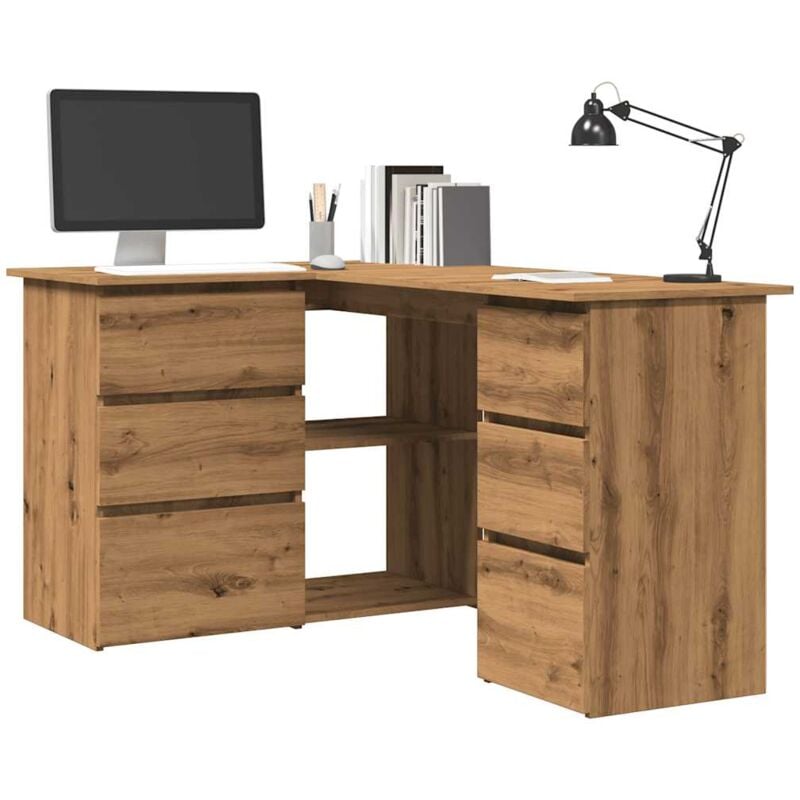 foto del prodotto vidaxl scrivania angolo rovere artigianale 145x100x76 cm truciolato