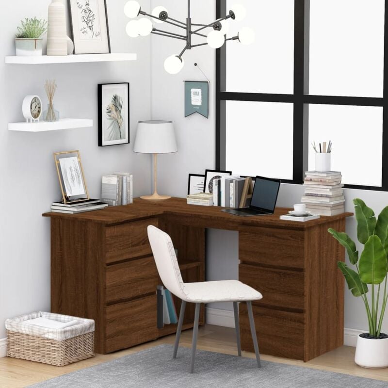 foto del prodotto vidaxl scrivania angolo rovere marrone 145x100x76 cm legno multistrato