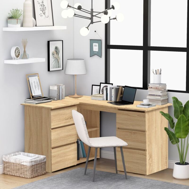 foto del prodotto vidaxl scrivania angolo rovere sonoma 145x100x76 cm legno multistrato