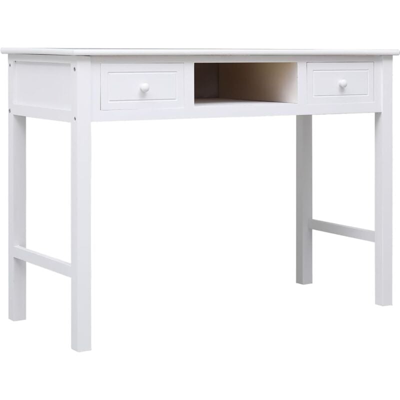 foto del prodotto vidaxl scrivania bianca 108x45x76 cm in legno massello di paulownia