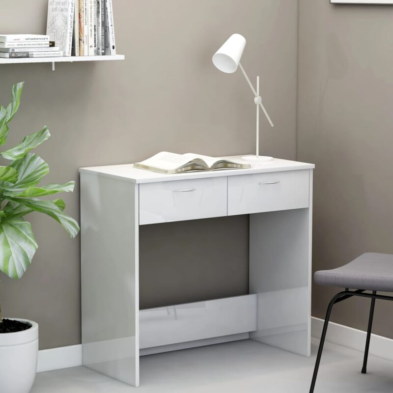 foto del prodotto vidaxl scrivania bianco lucido 80x40x75 cm in legno multistrato