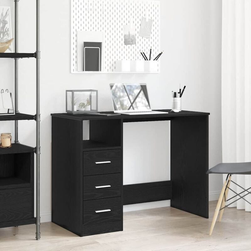 foto del prodotto vidaxl scrivania cassetti rovere nero 102x50x76 cm legno multistrato
