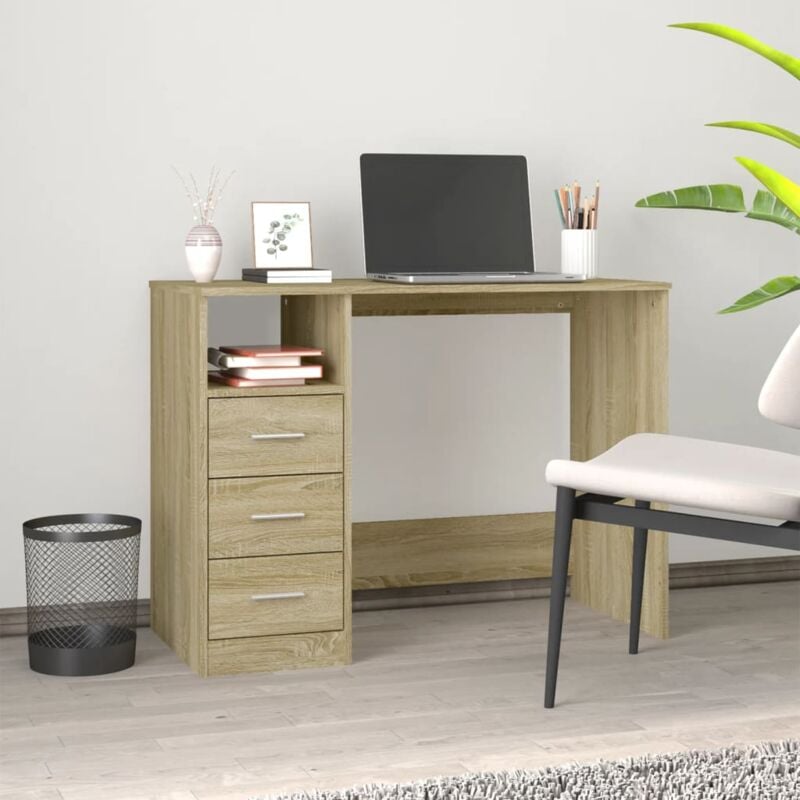 foto del prodotto vidaxl scrivania cassetti rovere sonoma 102x50x76 cm legno multistrato