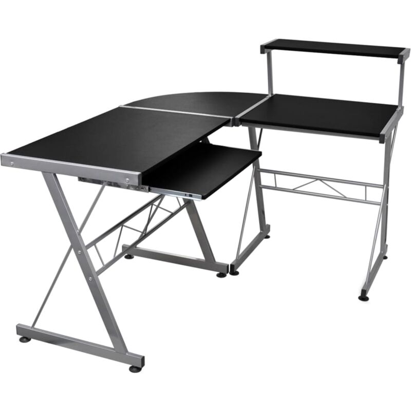 foto del prodotto vidaxl scrivania computer angolare nera 132x112x99cm legno multistrato