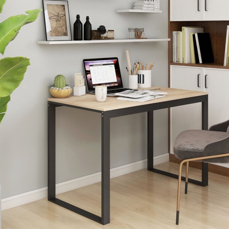 foto del prodotto vidaxl scrivania computer nera e rovere 110x60x73 cm legno multistrato