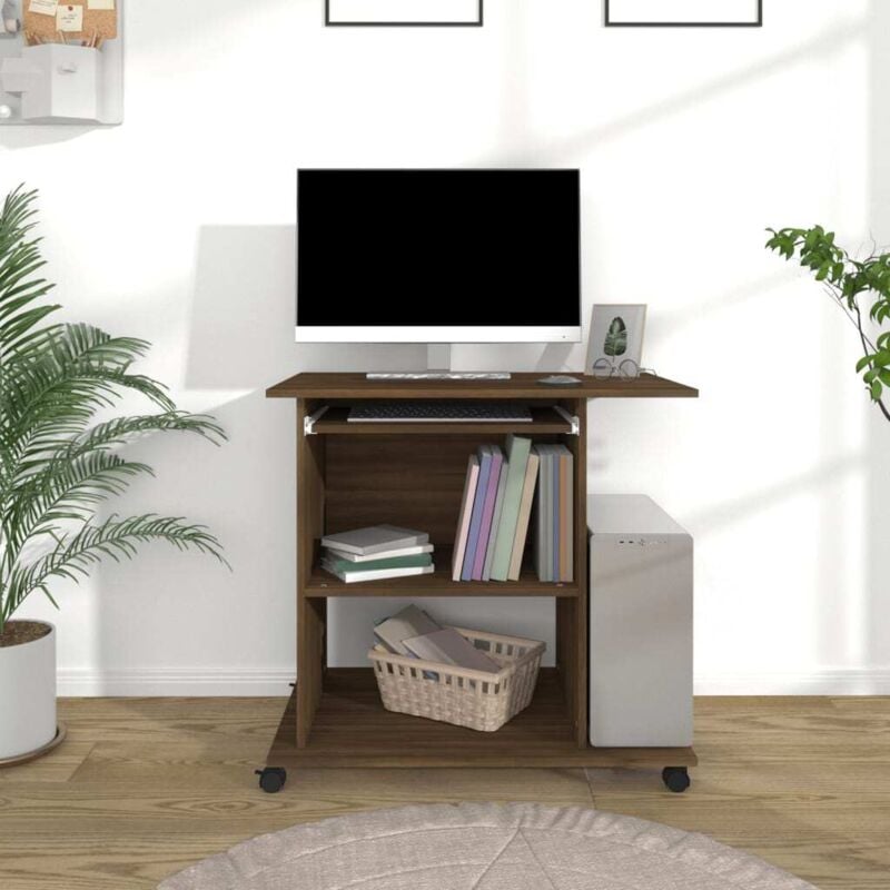 foto del prodotto vidaxl scrivania computer rovere marrone 80x50x75 cm legno multistrato