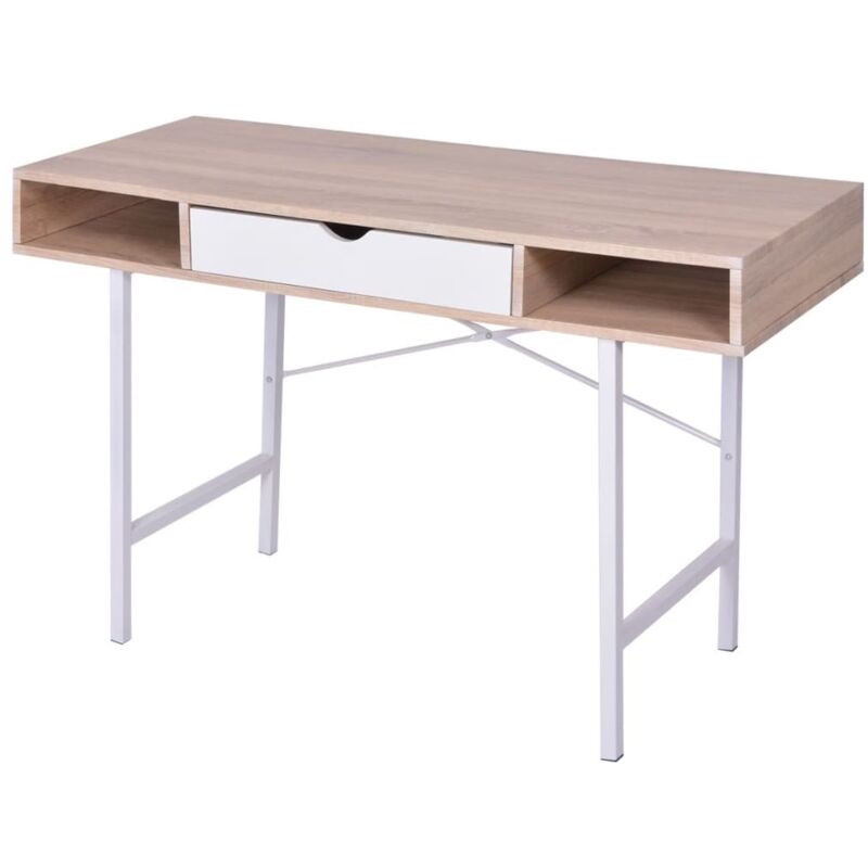 foto del prodotto vidaxl scrivania con 1 cassetto rovere e bianco