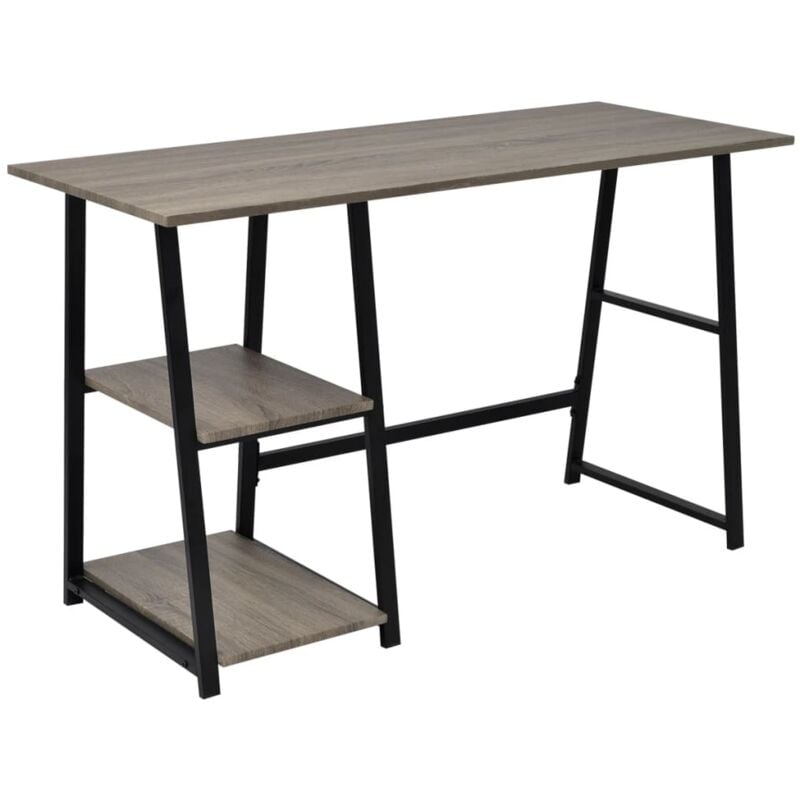 foto del prodotto vidaxl scrivania con 2 ripiani grigio e rovere