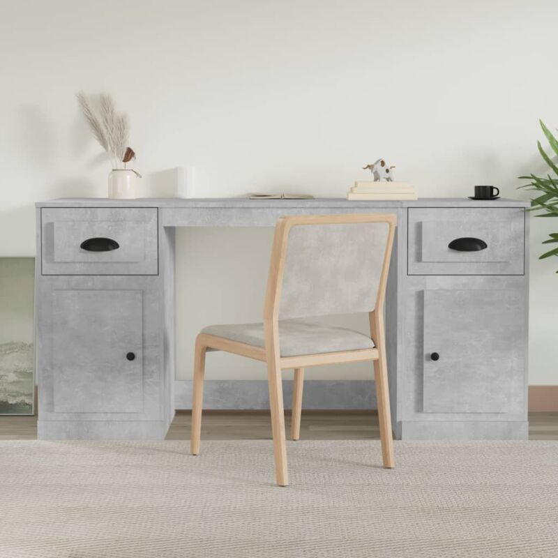 foto del prodotto vidaxl scrivania con armadietto grigio cemento in legno multistrato