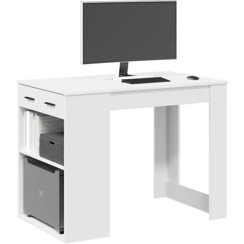 foto del prodotto vidaxl scrivania con cassetto e ripiano bianca legno multistrato