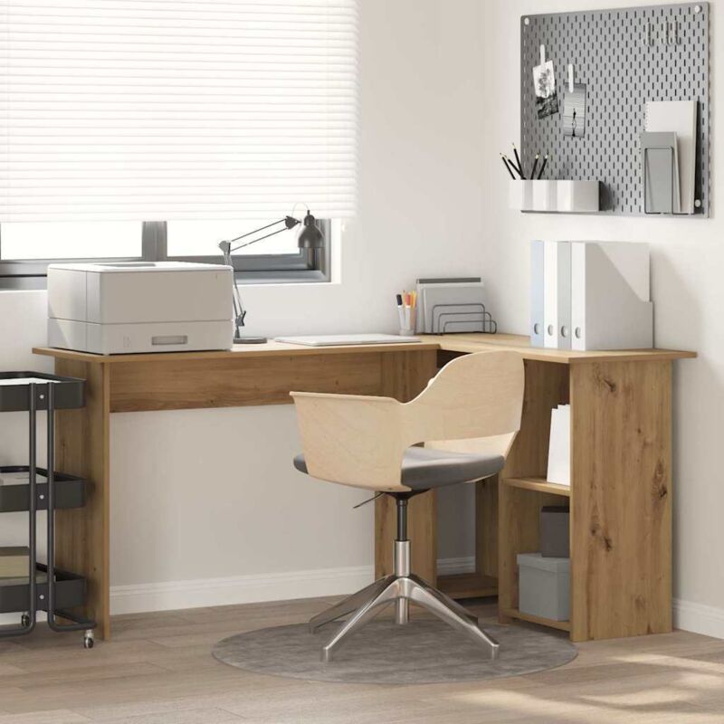 foto del prodotto vidaxl scrivania con lo scaffale rovere artigianale 142 x 102 x 73 cm
