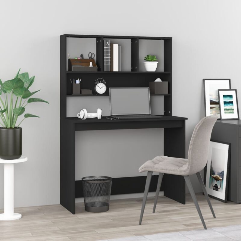 foto del prodotto vidaxl scrivania con mensole nera 102x45x148 cm in legno multistrato