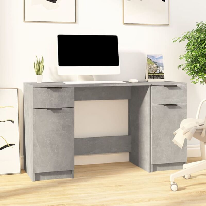 foto del prodotto vidaxl scrivania con mobile laterale grigio cemento legno multistrato
