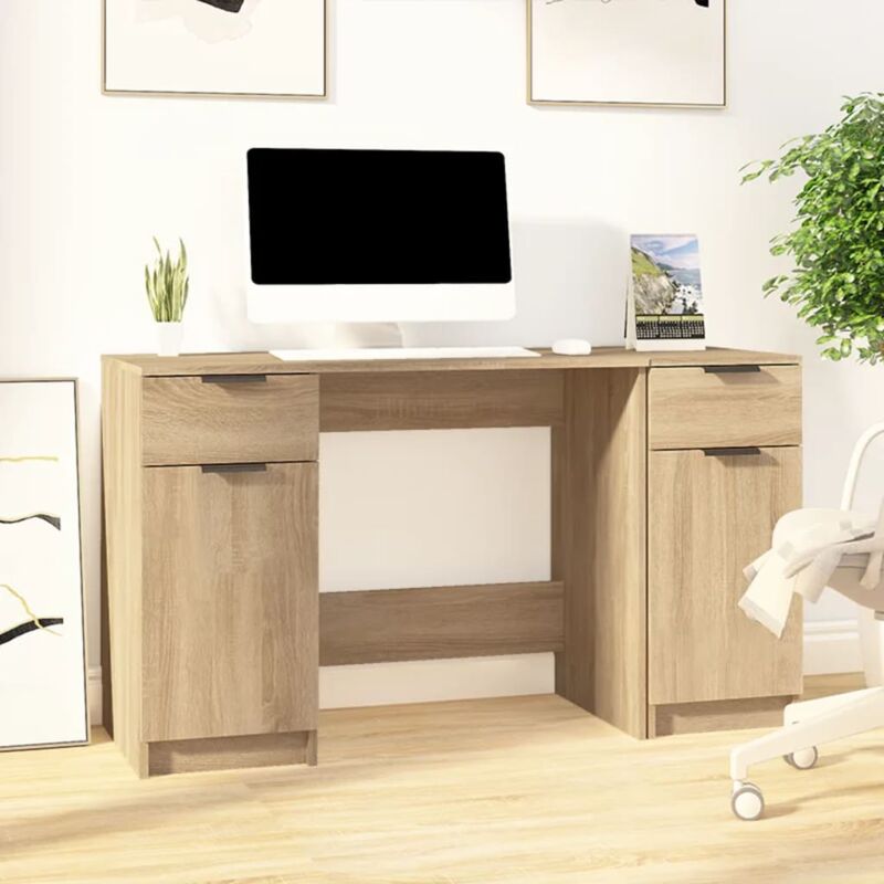 foto del prodotto vidaxl scrivania con mobile laterale rovere sonoma legno multistrato