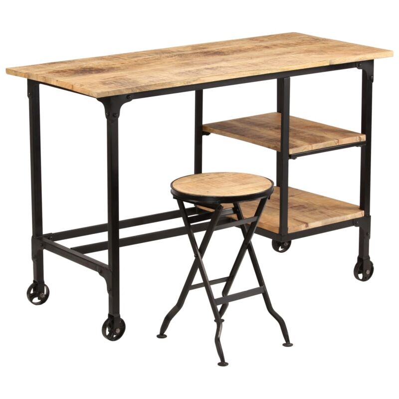 foto del prodotto vidaxl scrivania con sgabello pieghevole in legno di mango 115x50x76cm