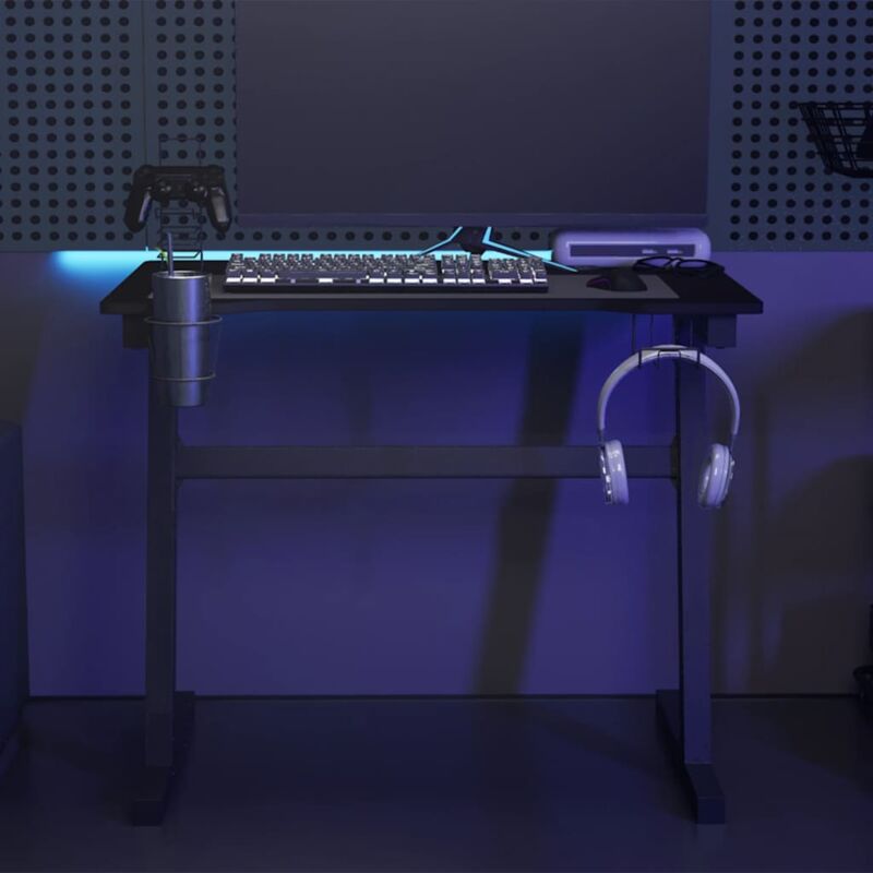foto del prodotto vidaxl scrivania da gaming con led e gambe a z nera 90x60x75 cm