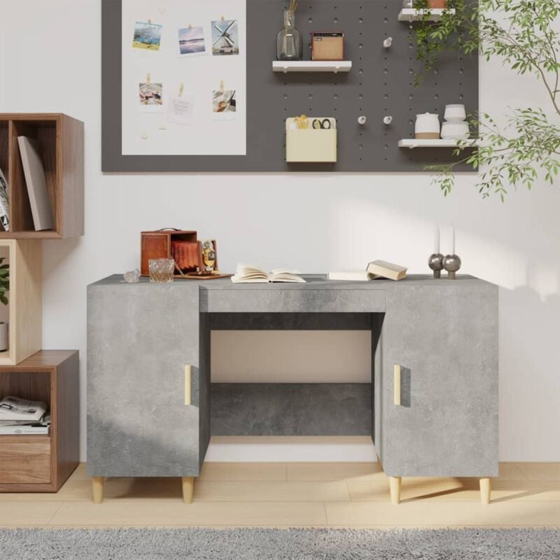 foto del prodotto vidaxl scrivania grigio cemento 140x50x75 cm in legno multistrato