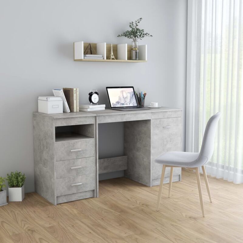 foto del prodotto vidaxl scrivania grigio cemento 140x50x76 cm in truciolato