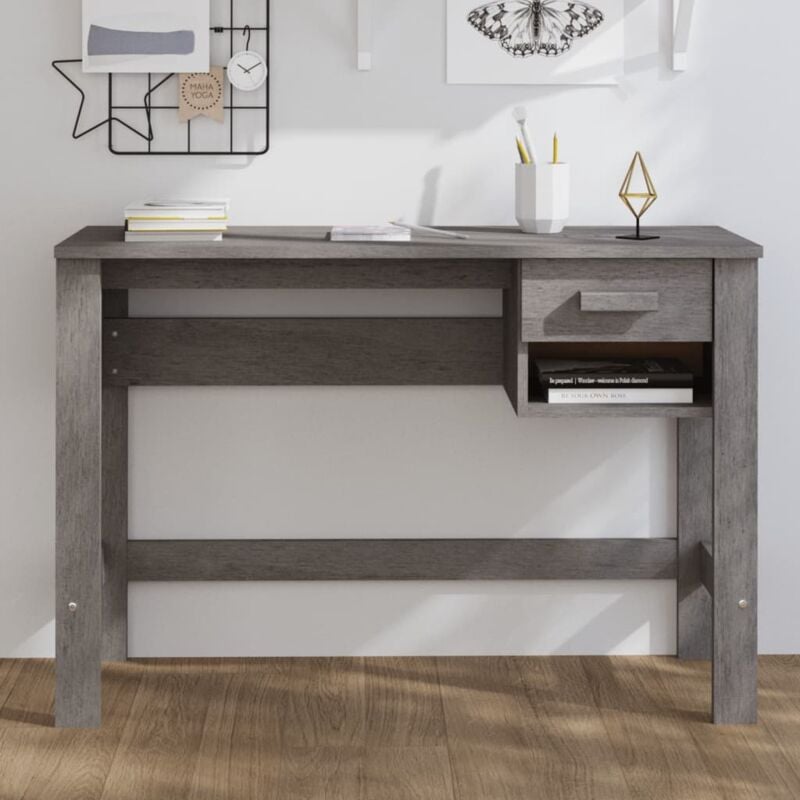 foto del prodotto vidaxl scrivania grigio chiaro 110x40x75 cm in legno massello di pino colore grigio chiaro